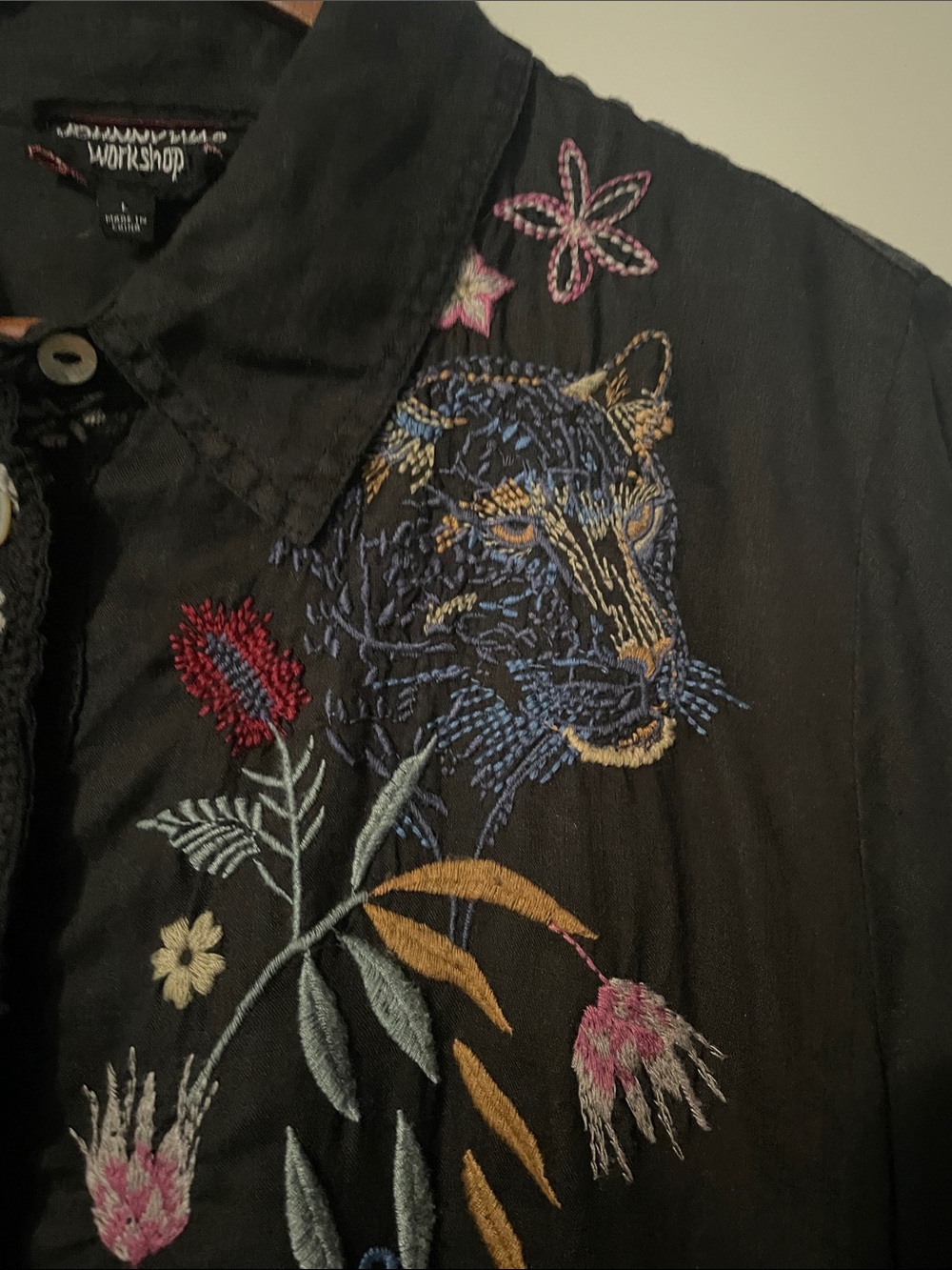 Johnny Was Black Midi Dress with Multicolor Floral Embroidery - Picture 9 of 9